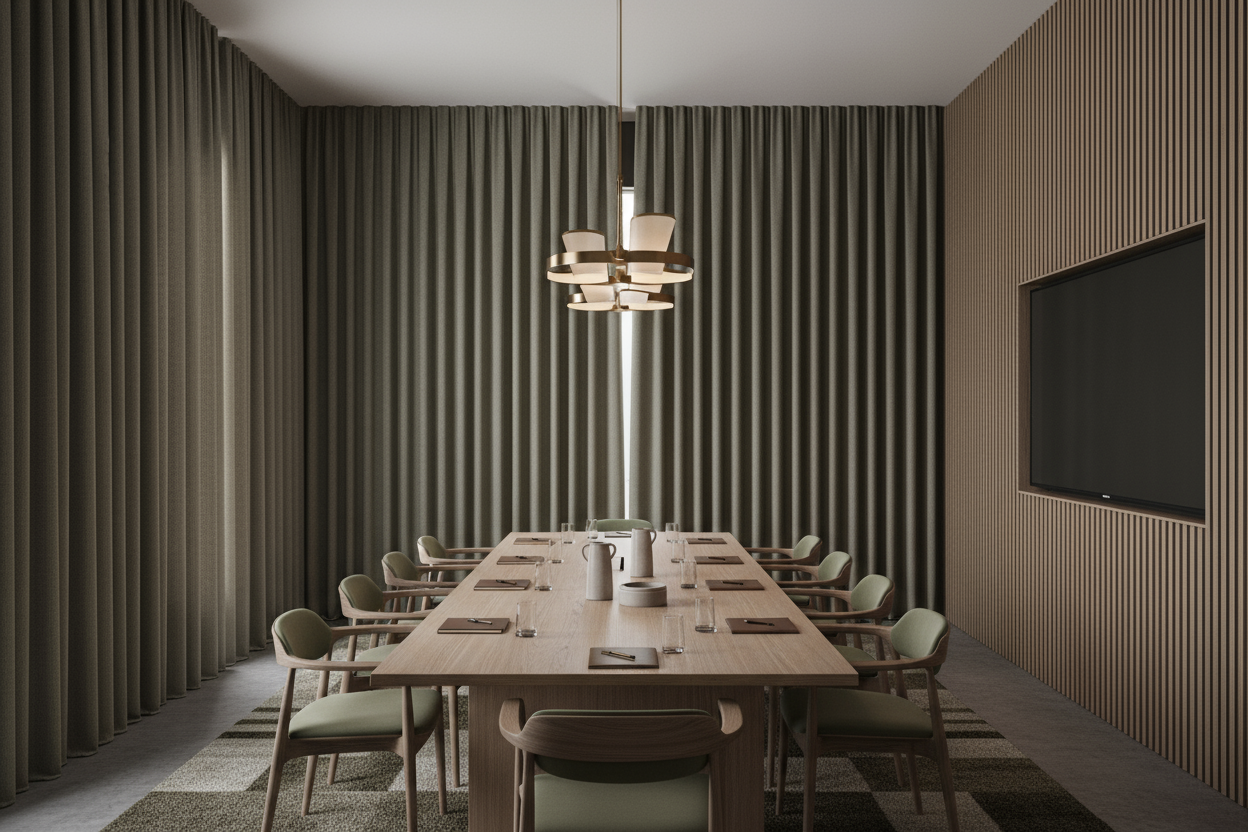 High-end boardroom med blackout gardiner