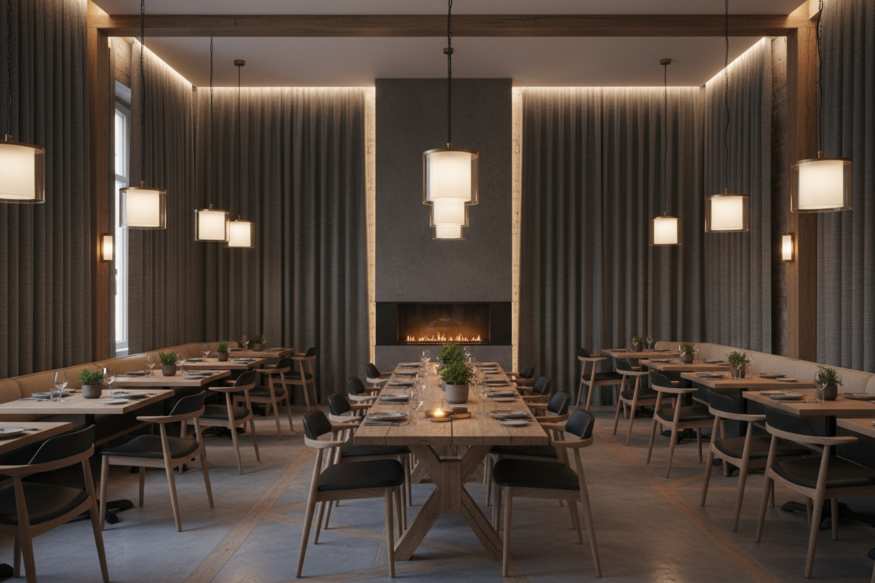 Hotel restaurant med termiske gardiner