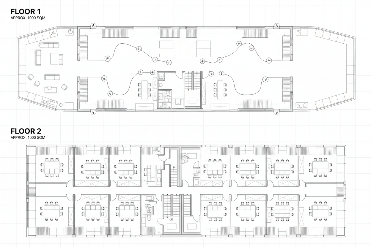 Two-floor office plan - variation 3
